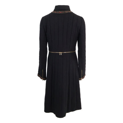 Chanel Black Wool Silk 2-Way Zip Up Long 36 Jacket — view 3