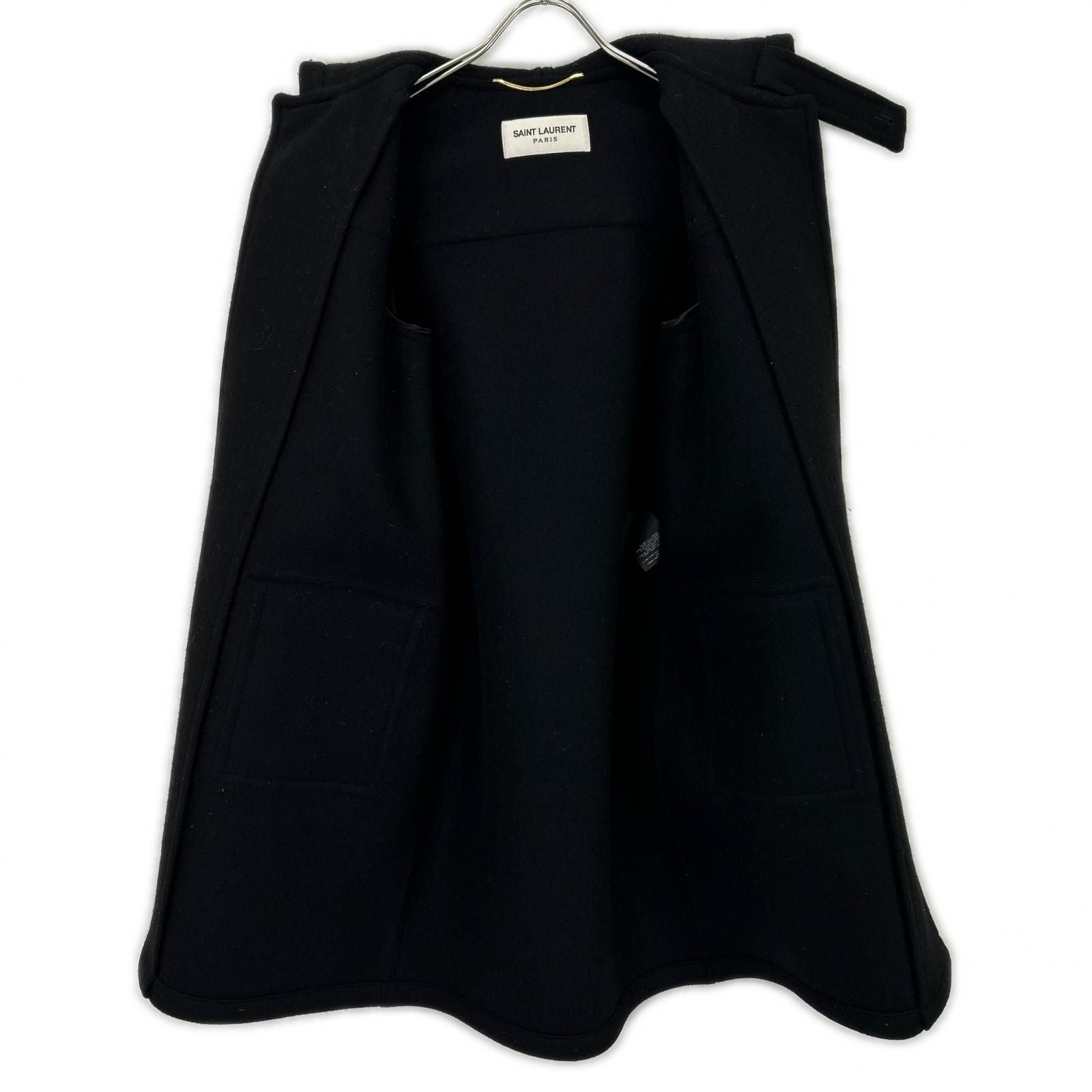 Saint Laurent Paris Eddie Era Black Wool Melton Duffle Coat 38 — view 3