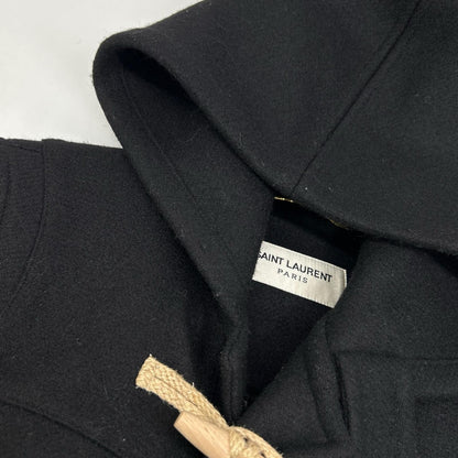 Saint Laurent Paris Eddie Era Black Wool Melton Duffle Coat 38 — view 8