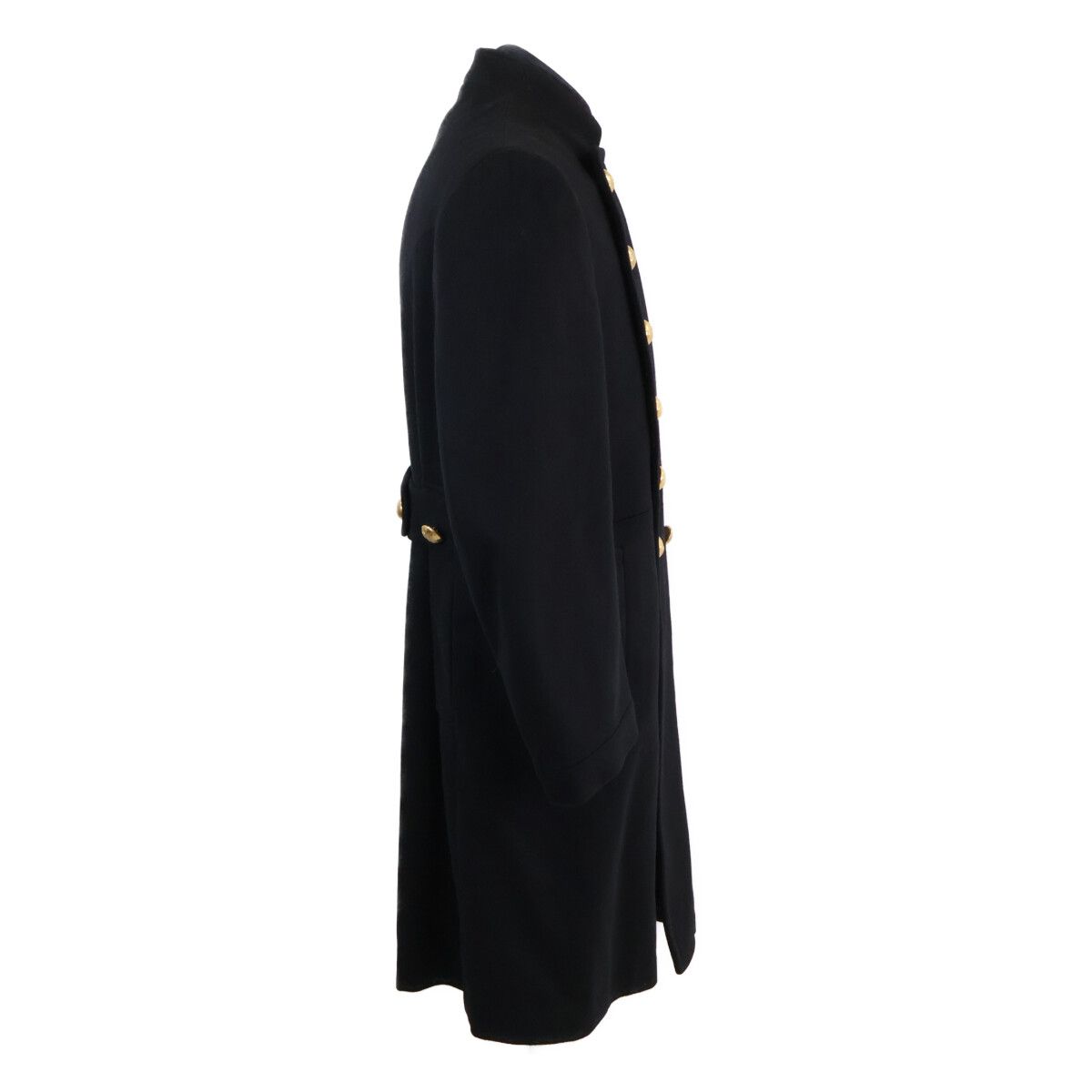 Gucci Black Cashmere Wool Gold Button Double Breasted 48 Jacket — view 4