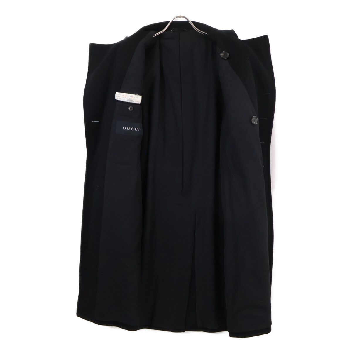 Gucci Black Cashmere Wool Gold Button Double Breasted 48 Jacket — view 5