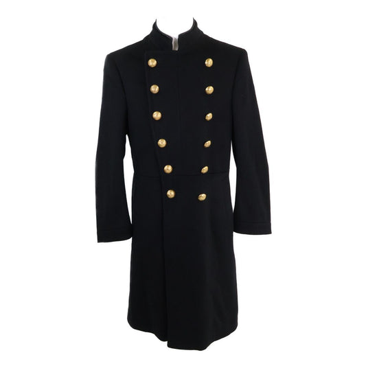 Gucci Black Cashmere Wool Gold Button Double Breasted 48 Jacket