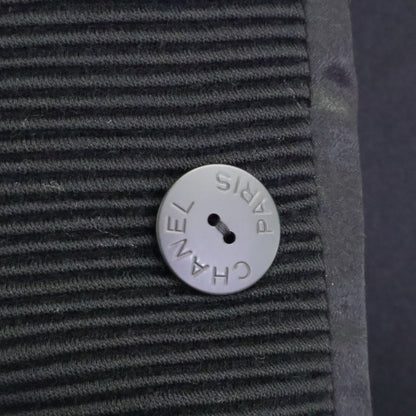 Chanel Wool Silk Lining Lion Button Double Breasted Ribbed Jersey Long Jacket 34 — view 9