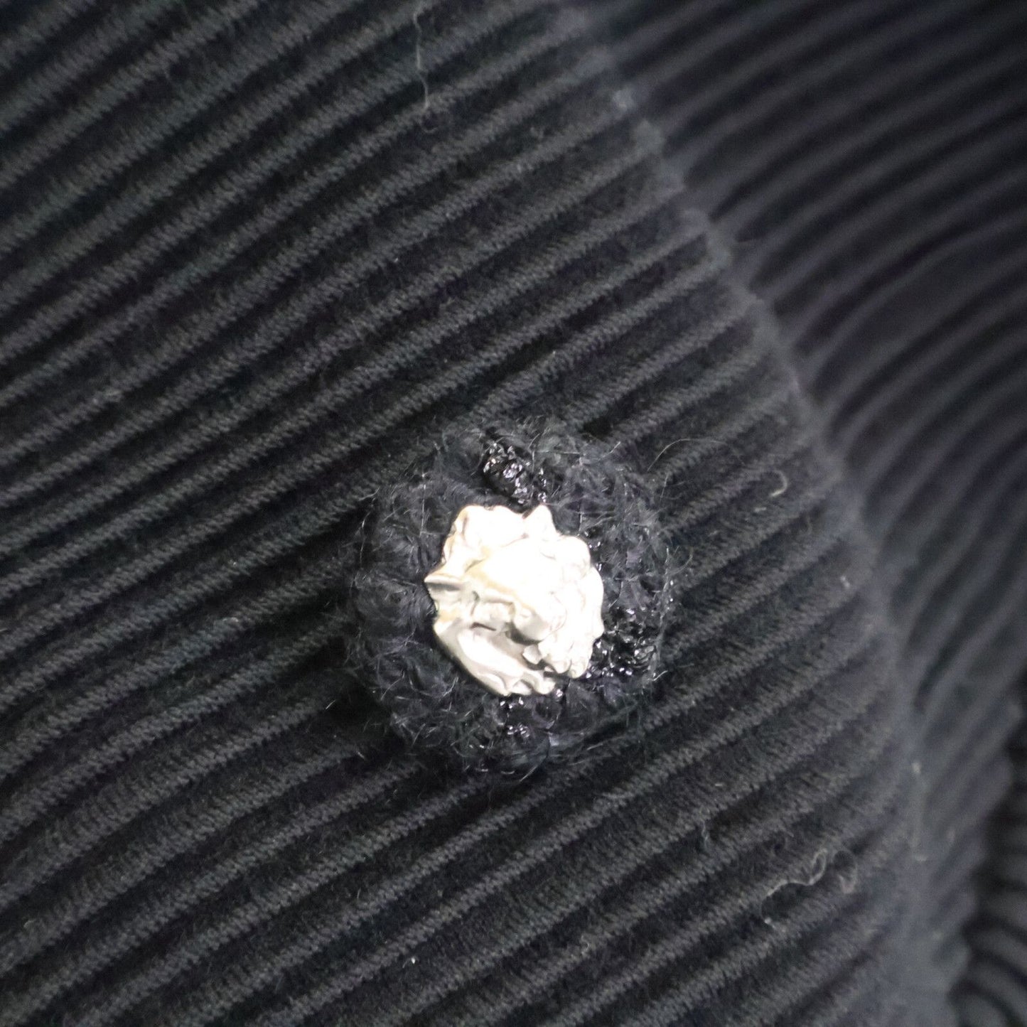 Chanel Wool Silk Lining Lion Button Double Breasted Ribbed Jersey Long Jacket 34 — view 8