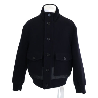 Hermes Wool Calfskin Detail Stand Combination Jacket 58