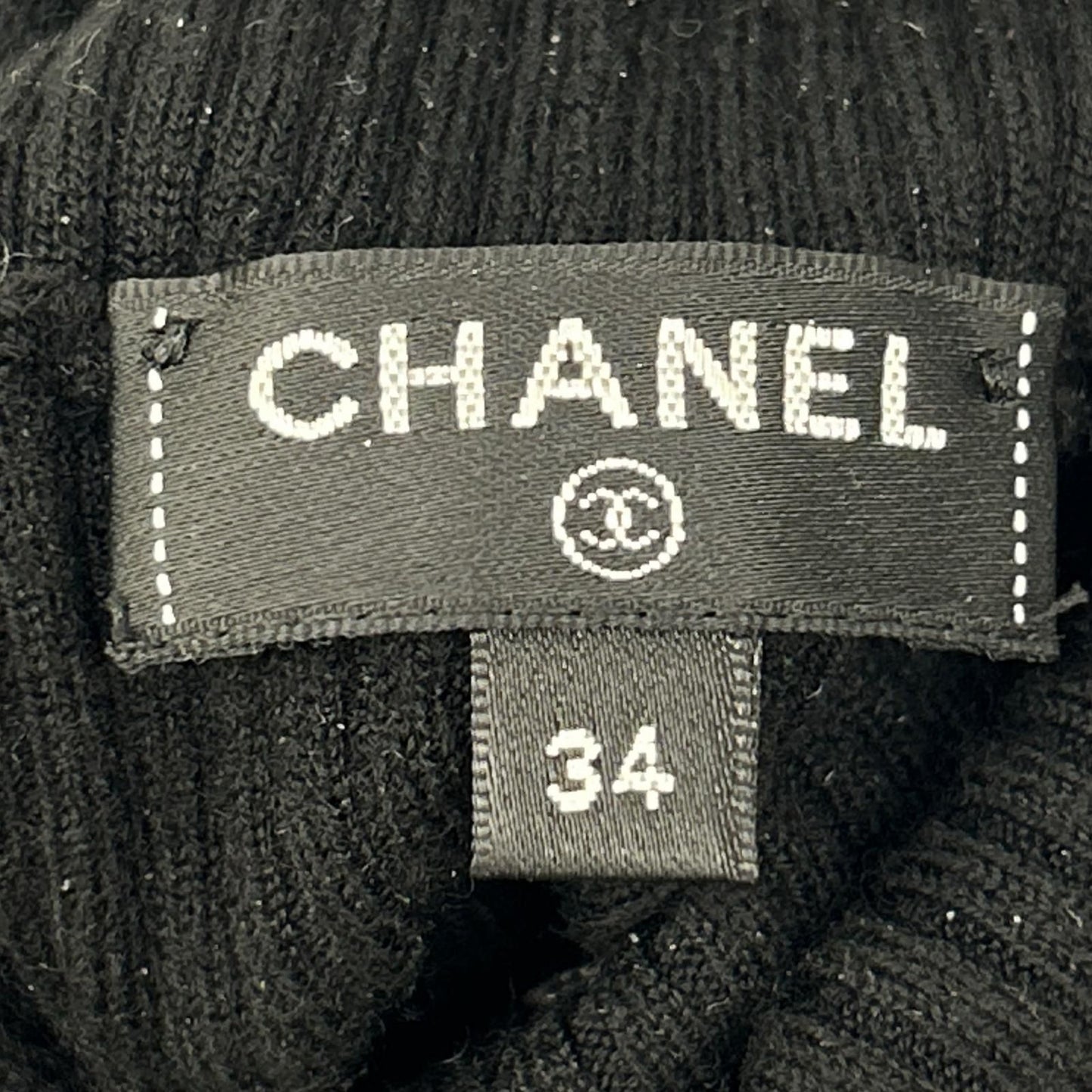 Chanel Logo Line High Neck Rib Knit 34 Sweater — view 4