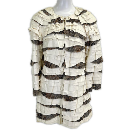 Chanel Leather Trimming Ruffle Tweed 36 Jacket