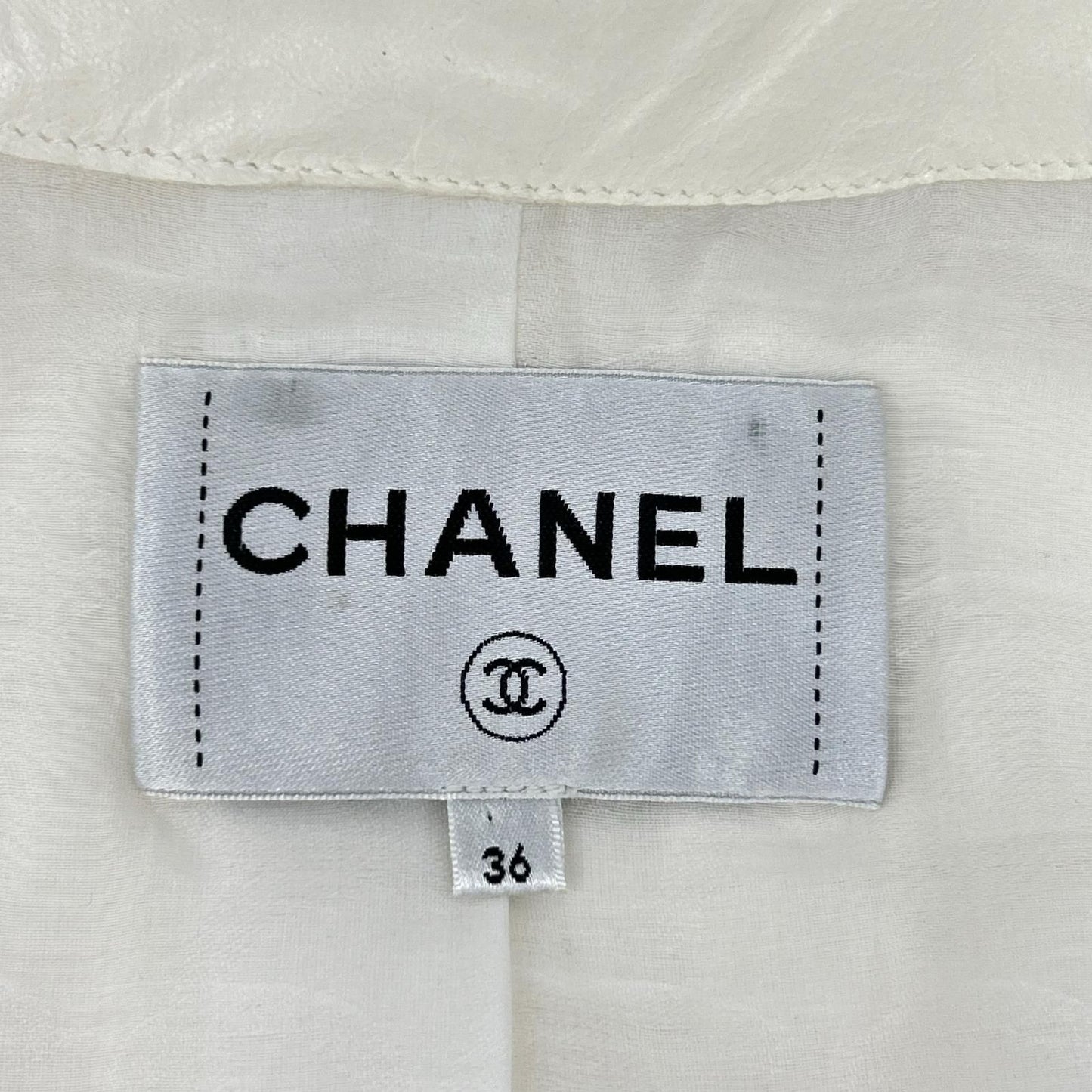 Chanel Leather Trimming Ruffle Tweed 36 Jacket — view 6