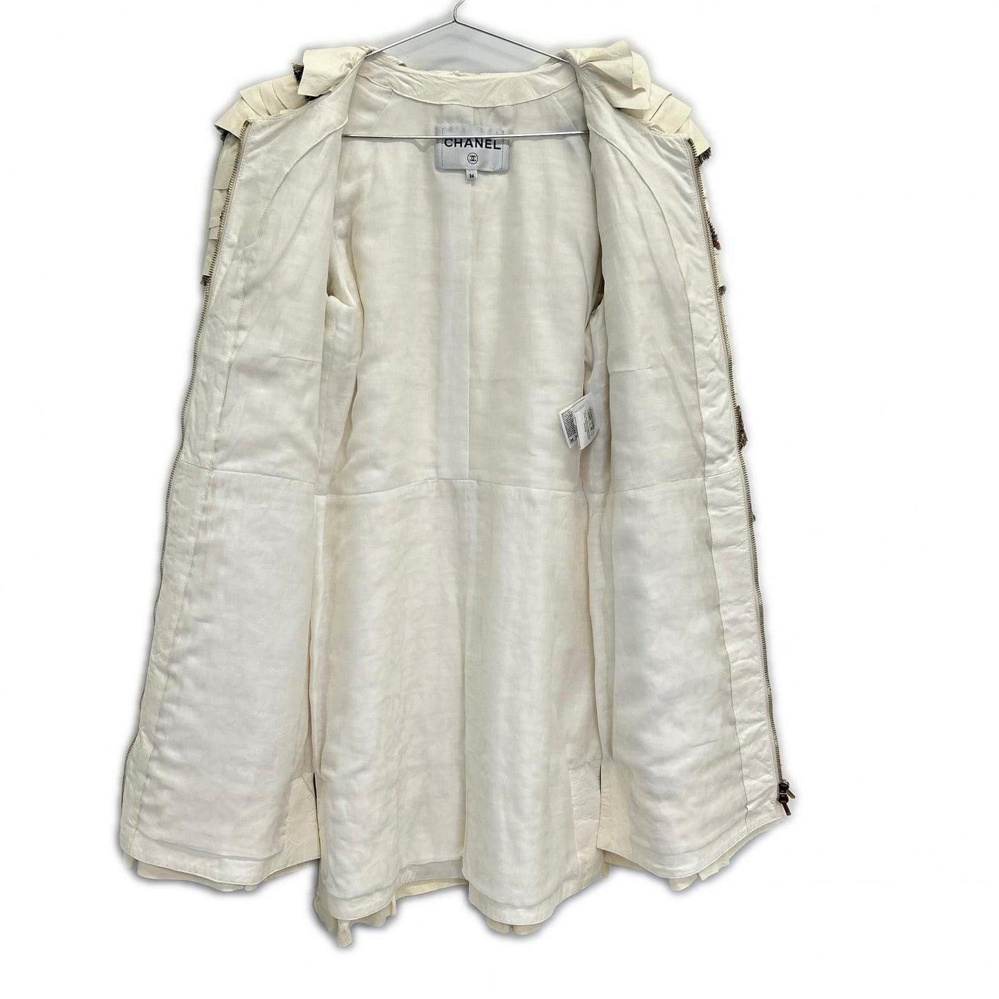 Chanel Leather Trimming Ruffle Tweed 36 Jacket — view 5