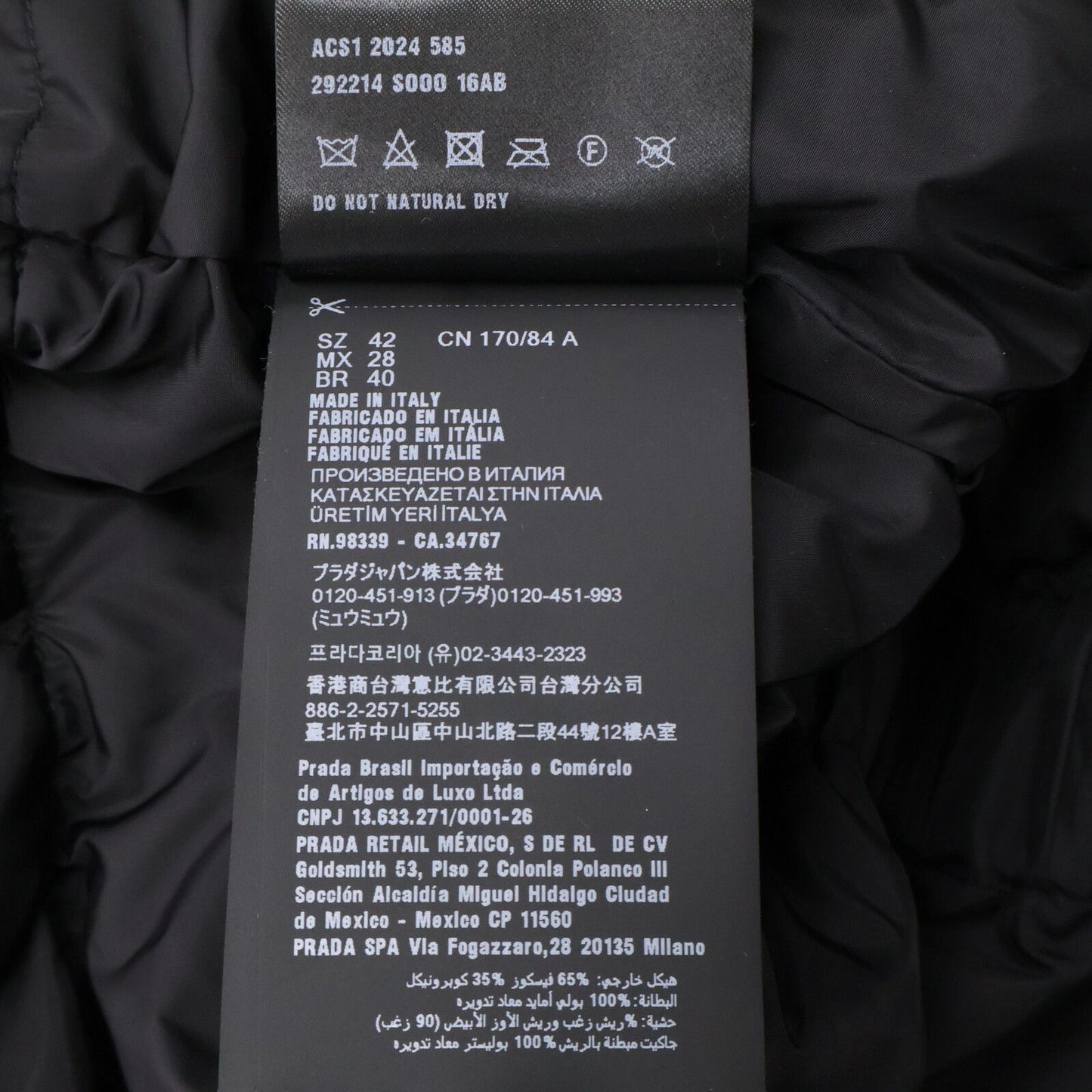 Prada Triangle Logo Velvet Hoodie Down Jacket 42 — view 7