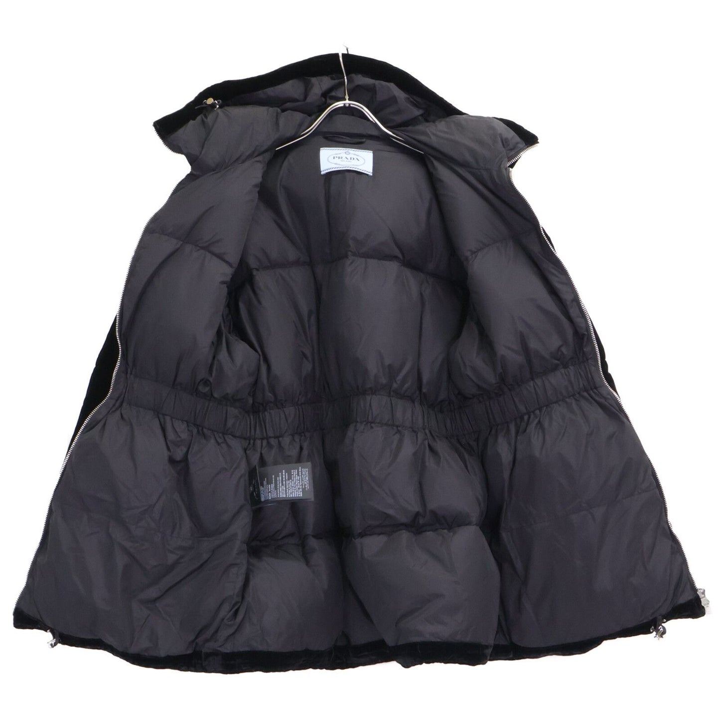 Prada Triangle Logo Velvet Hoodie Down Jacket 42 — view 4