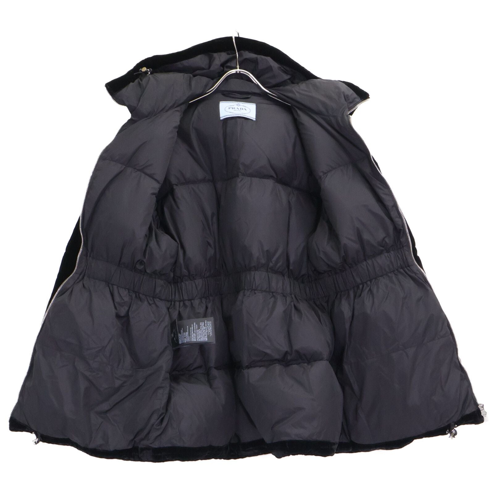 Prada Triangle Logo Velvet Hoodie Down Jacket 42 — view 4
