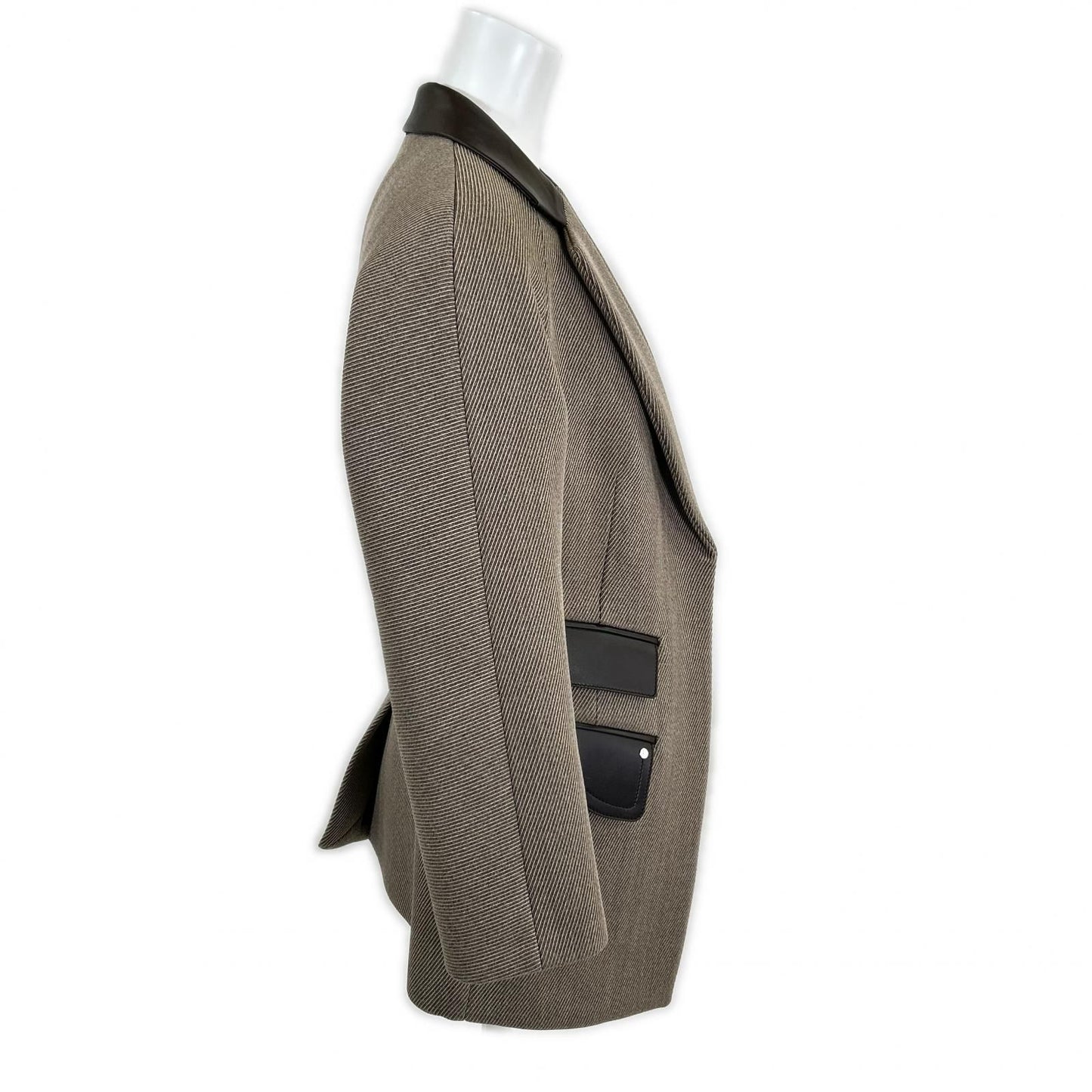 Hermes Like U-le Lambskin Silk Lining Series Button Inner Belt Jacket Blazer 34 — view 4