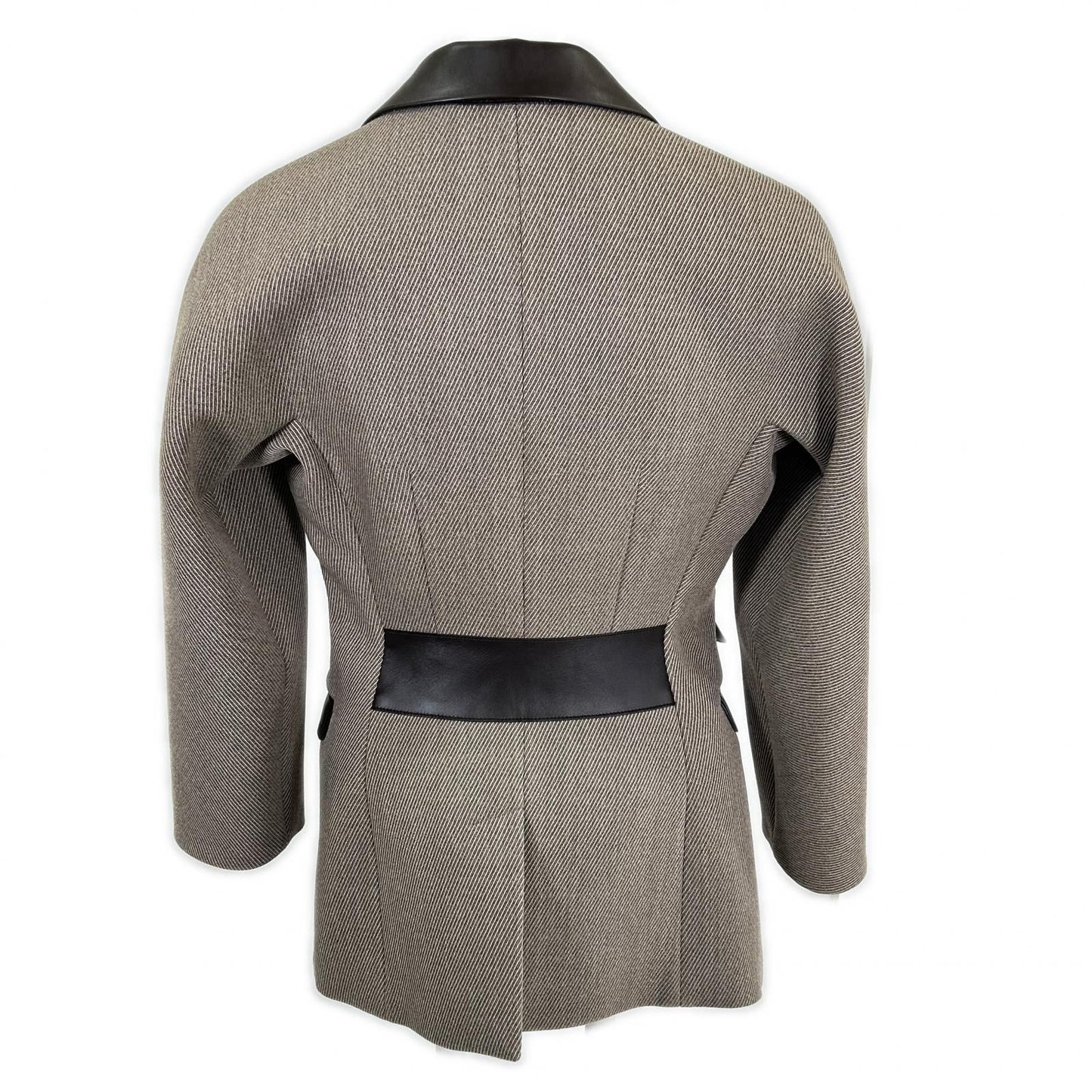 Hermes Like U-le Lambskin Silk Lining Series Button Inner Belt Jacket Blazer 34 — view 3
