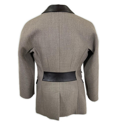 Hermes Like U-le Lambskin Silk Lining Series Button Inner Belt Jacket Blazer 34 — view 3