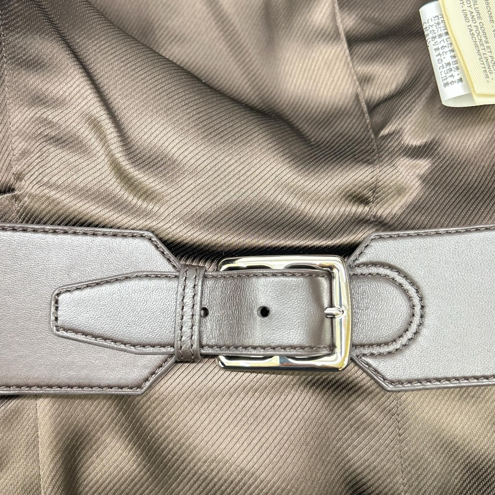 Hermes Like U-le Lambskin Silk Lining Series Button Inner Belt Jacket Blazer 34 — view 9