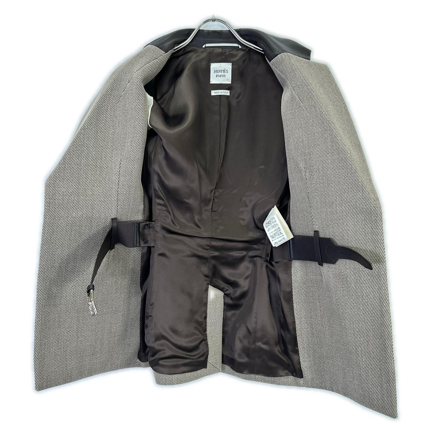 Hermes Like U-le Lambskin Silk Lining Series Button Inner Belt Jacket Blazer 34 — view 5