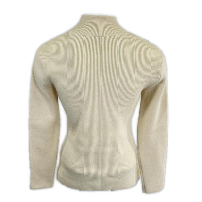Hermes 2 1 Cashmere 100 Series Button Center Shim Mock Neck Knit Pullover 36 — view 3