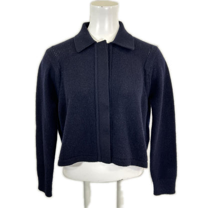Hermes Cashmere 100 Series Button Cropped Shirt Knit Cardigan 34