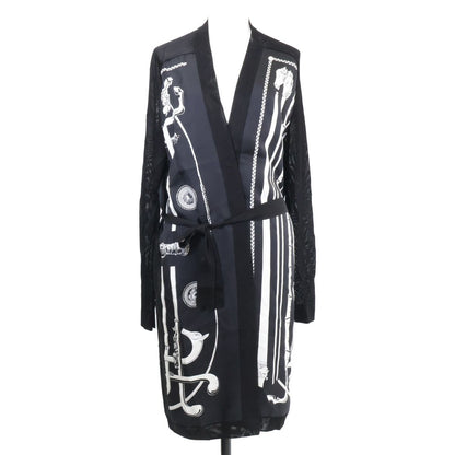 Hermes Twill Lane Long Cardigan with Waist Ribbon 34