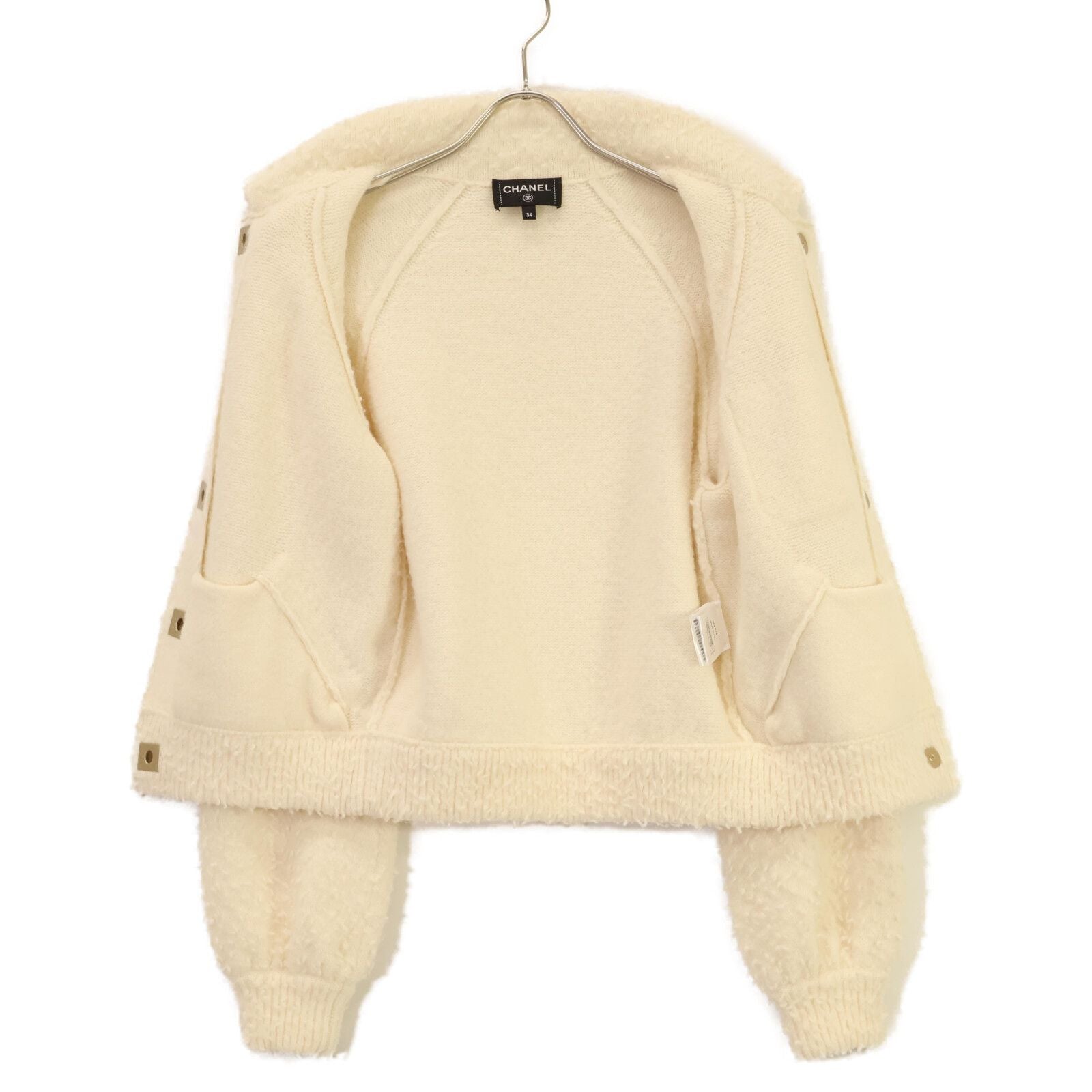 Chanel CC Logo Turnlock Alpaca Knit Jacket 34 — view 4