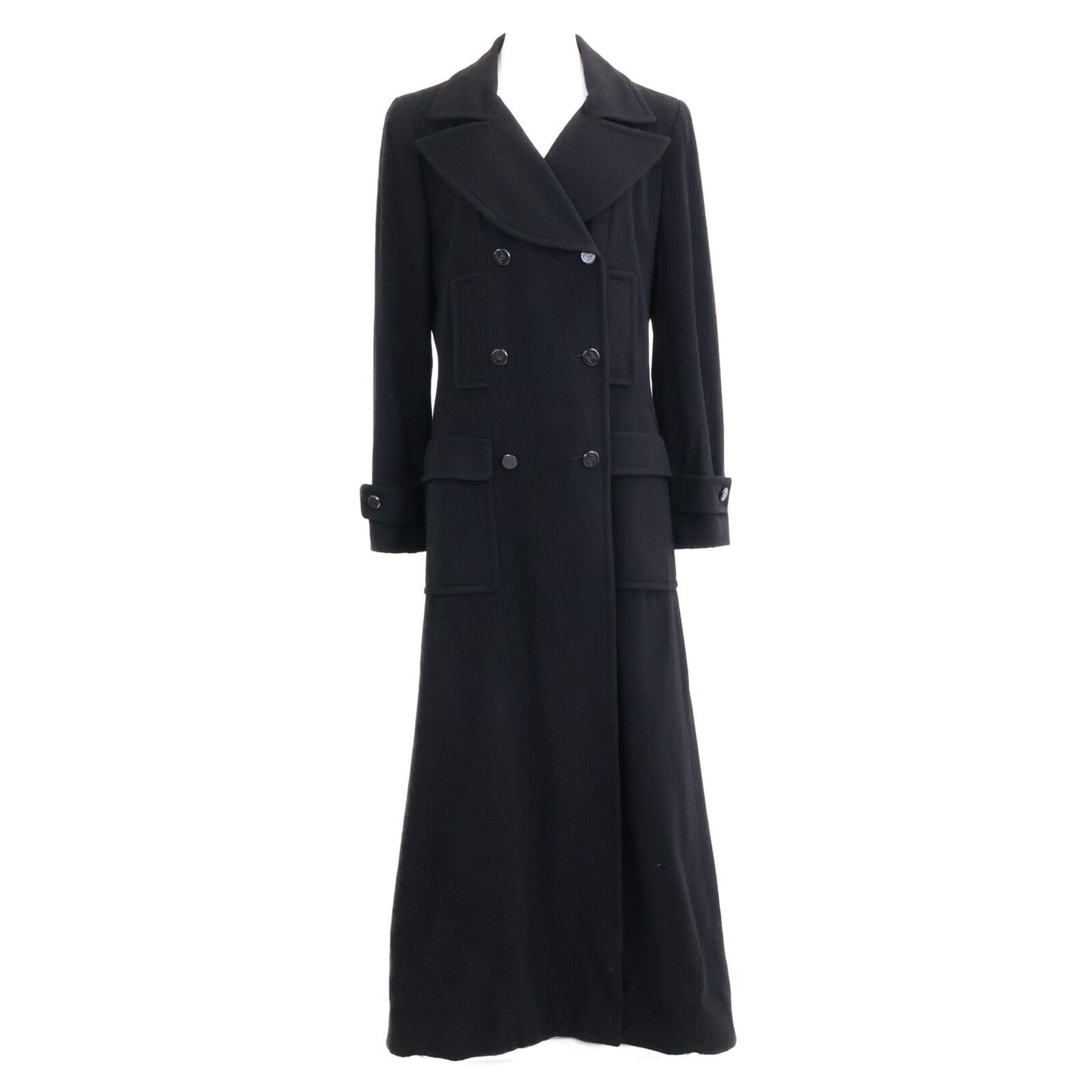 Chanel CC Logo Button Cashmere Double Breasted Long 42 Jacket