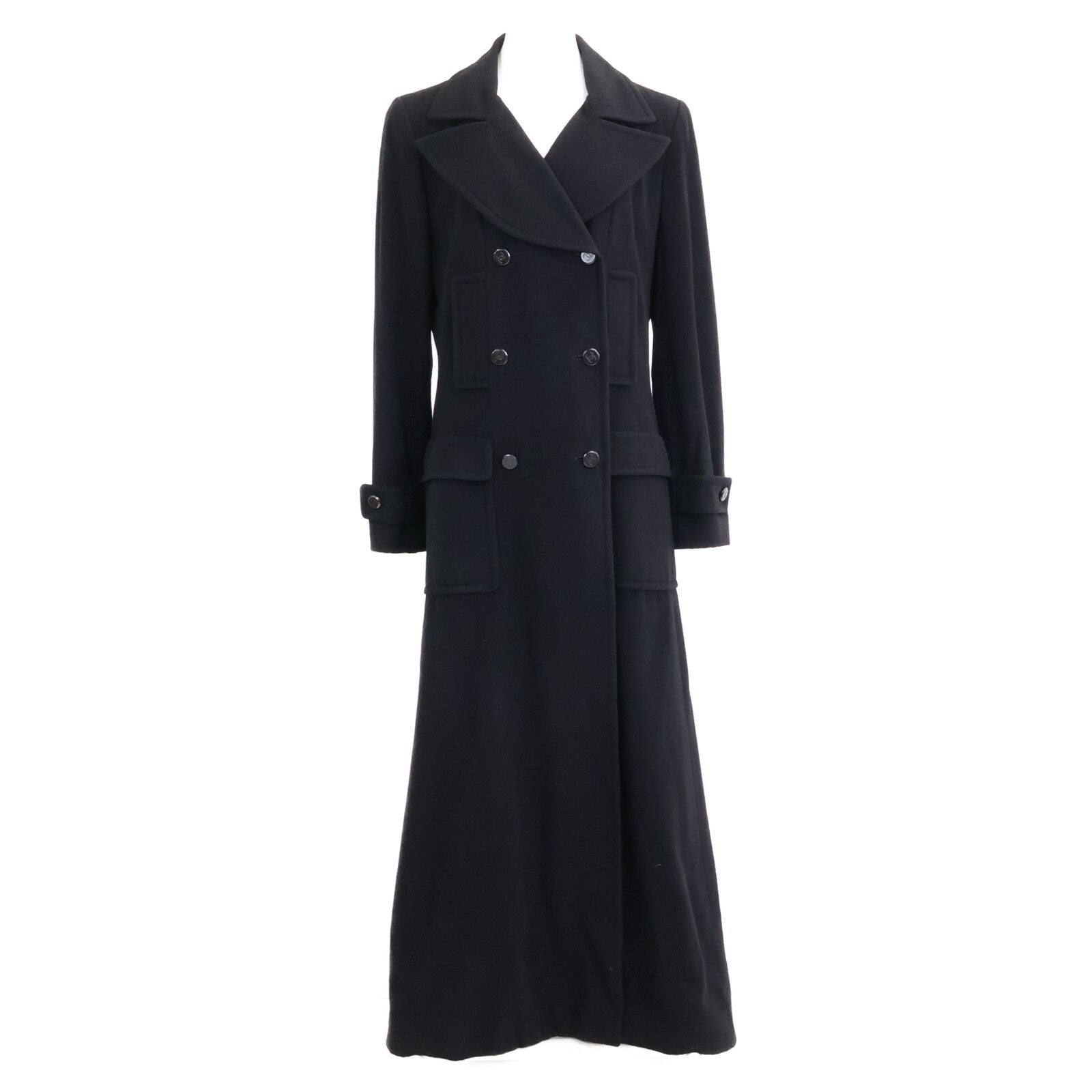 Chanel CC Logo Button Cashmere Double Breasted Long 42 Jacket