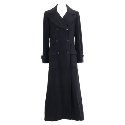 Chanel CC Logo Button Cashmere Double Breasted Long 42 Jacket
