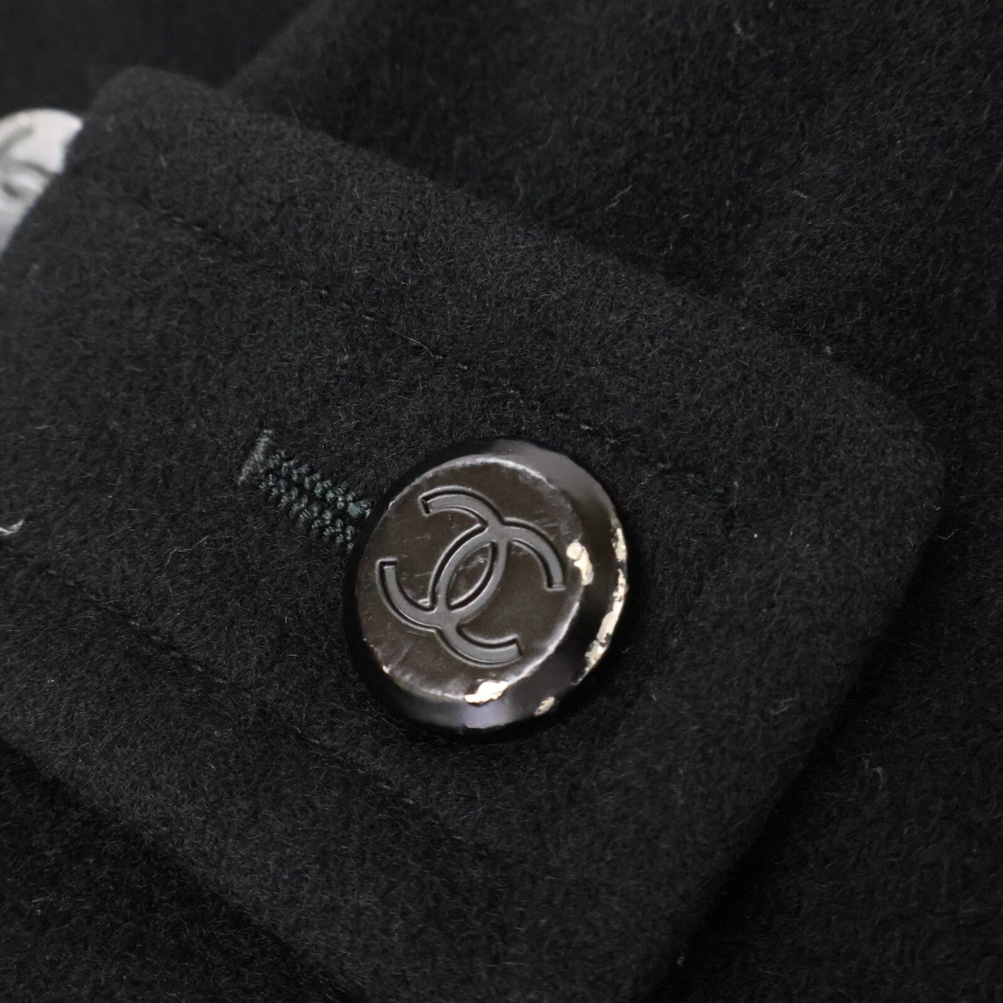 Chanel CC Logo Button Cashmere Double Breasted Long 42 Jacket — view 8