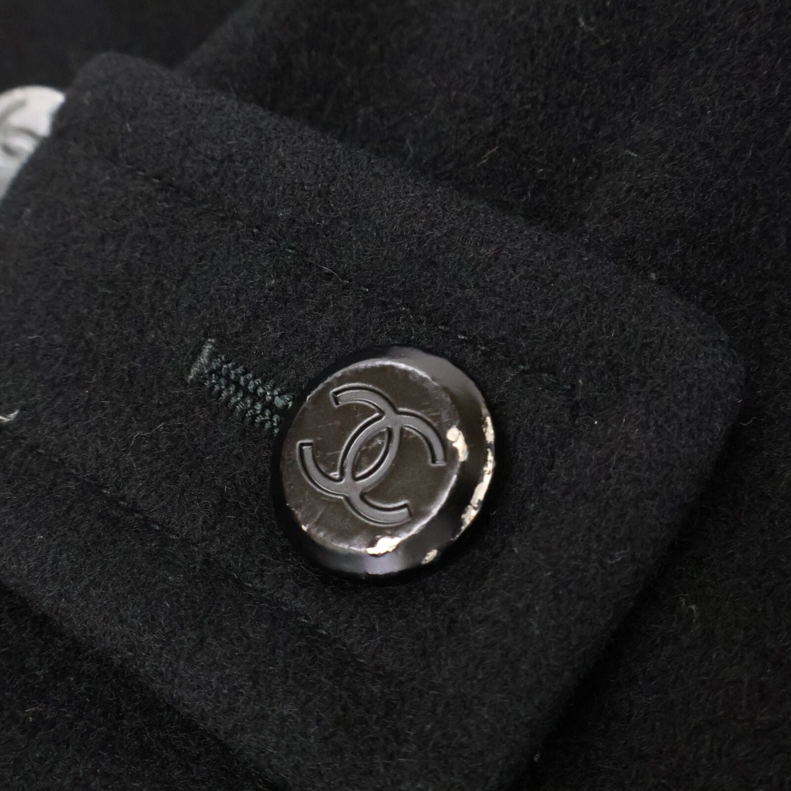 Chanel CC Logo Button Cashmere Double Breasted Long 42 Jacket — view 8
