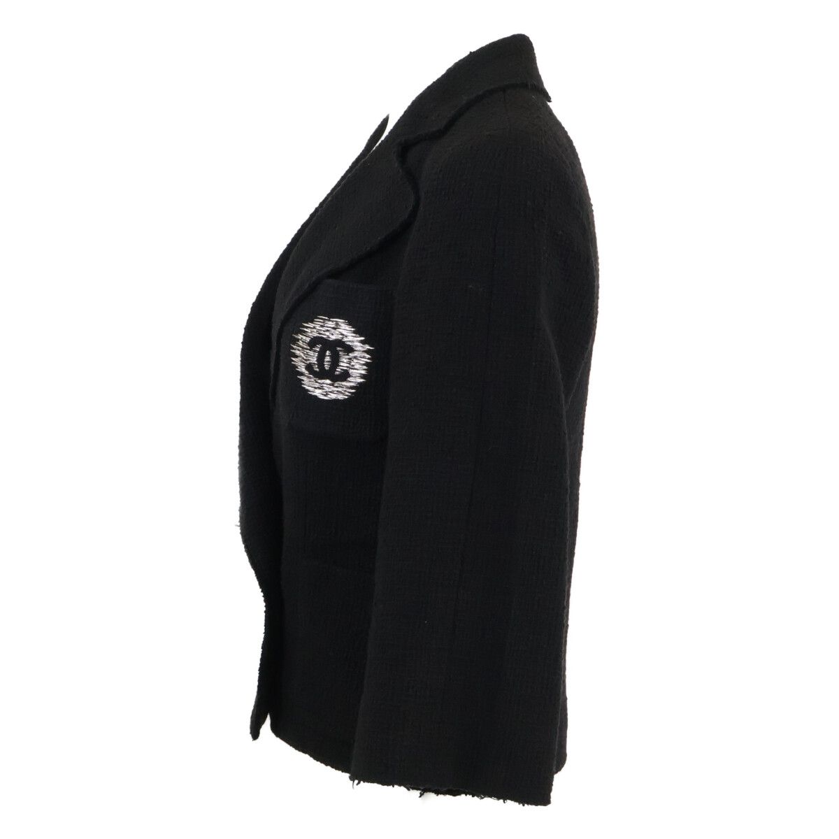 Chanel CC Logo Button Embroidery Tweed Jacket 34 — view 2