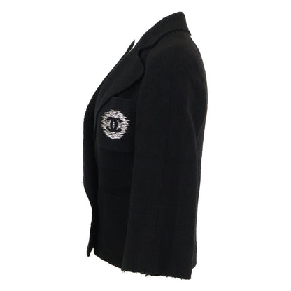 Chanel CC Logo Button Embroidery Tweed Jacket 34 — view 2