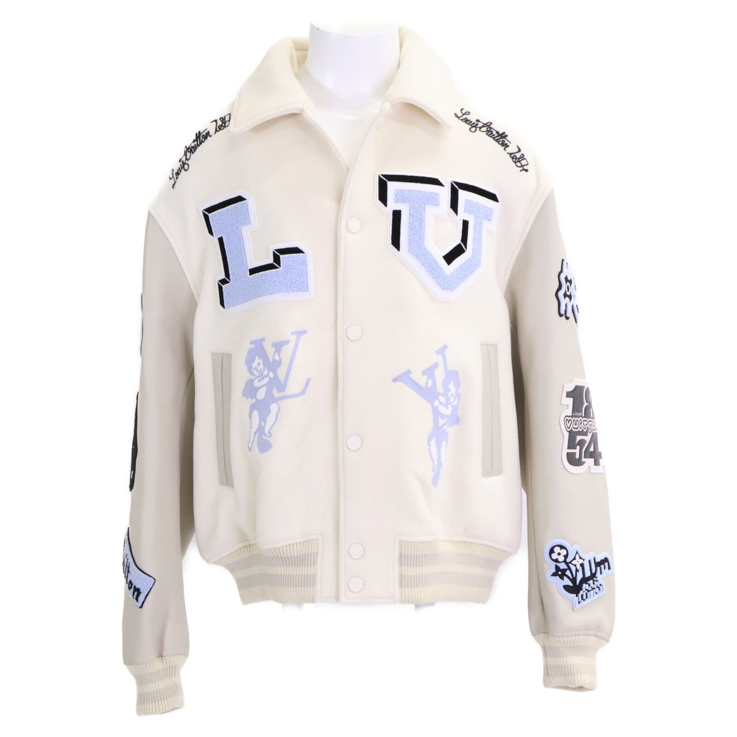Louis Vuitton Mjy Multi Patch Mixed Leather Varsity Jacket 58