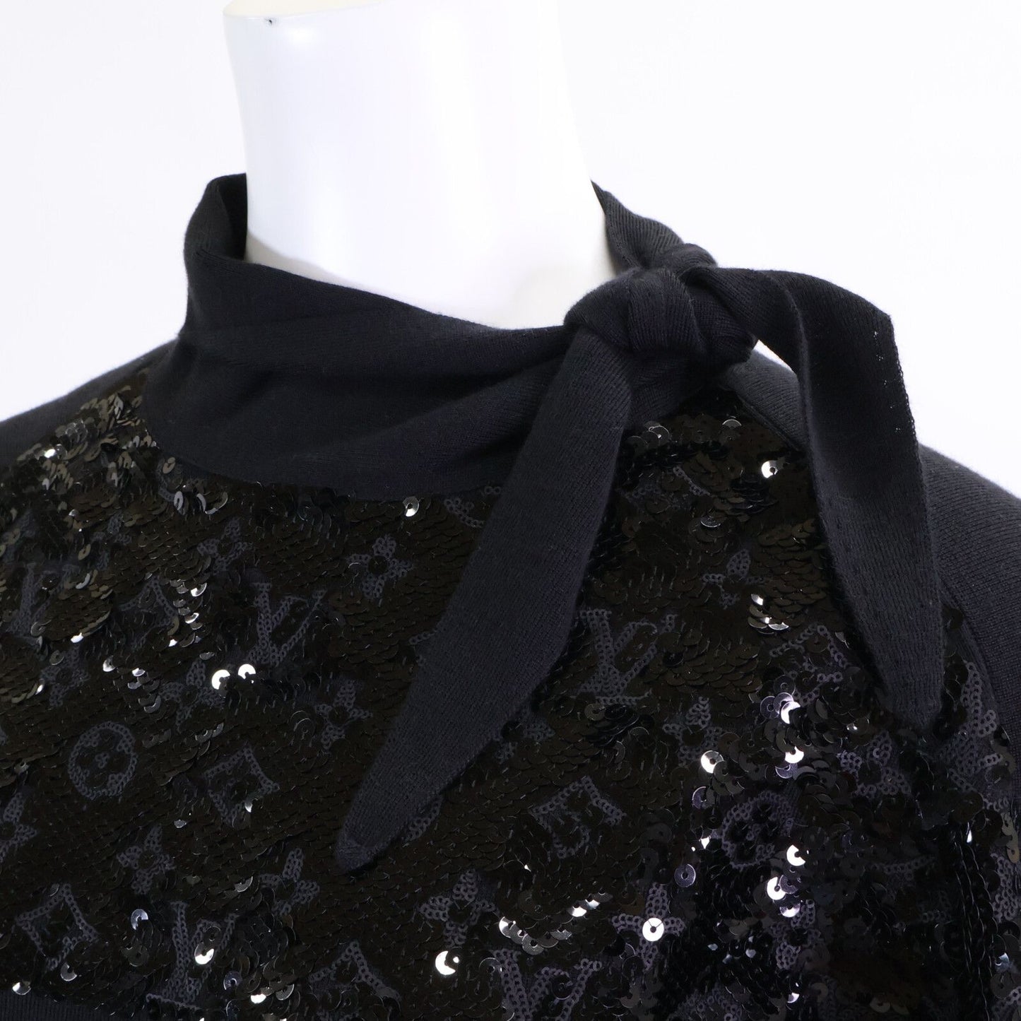 Louis Vuitton Monogram Sequin Cashmere Silk Blend with Belt Knit Sweater — view 6
