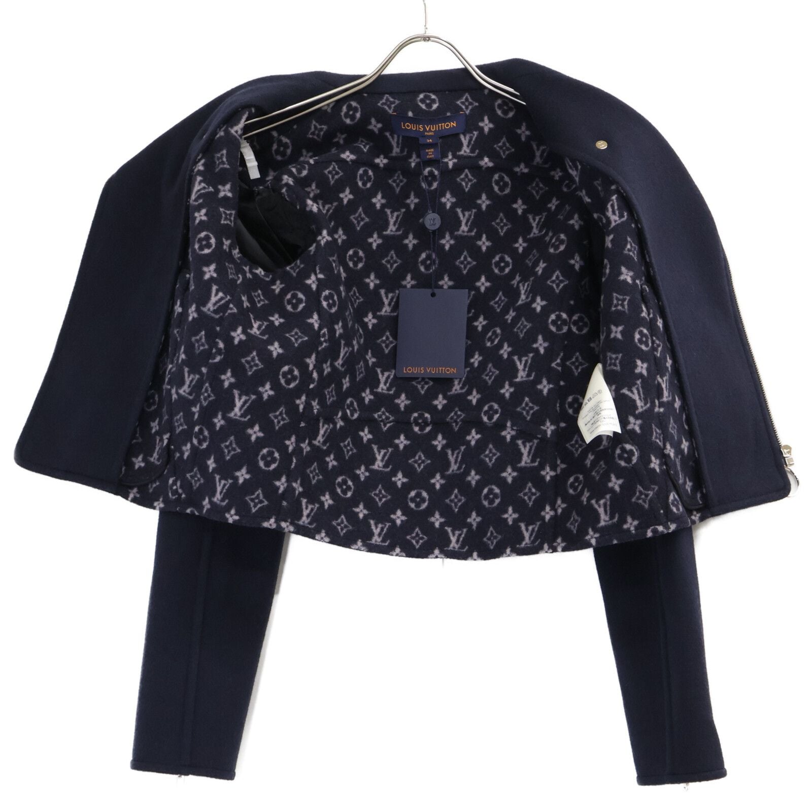 Louis Vuitton Qwe FF Wool Silk Lining Monogram Cropped Jacket 34 — view 4
