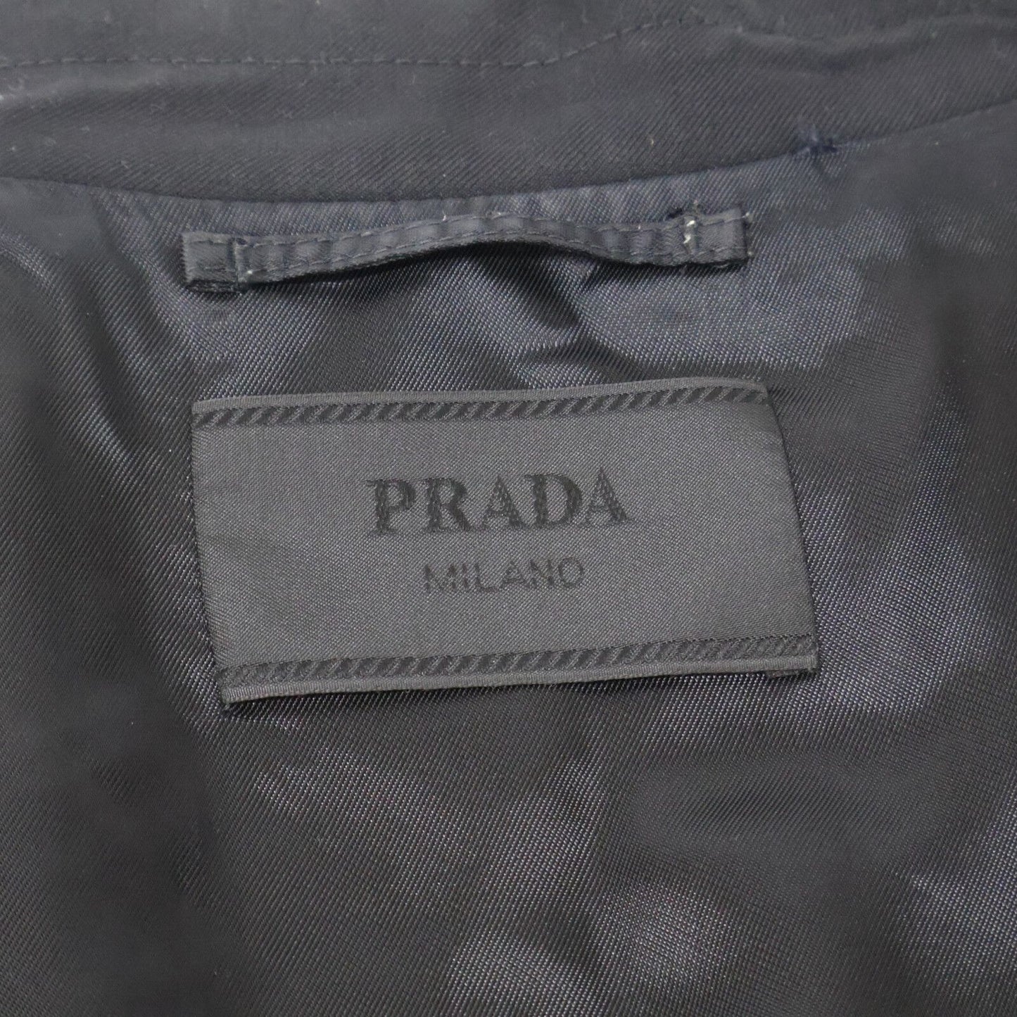 Prada Back Triangle White Stitch Wool Zip Up Jacket — view 5