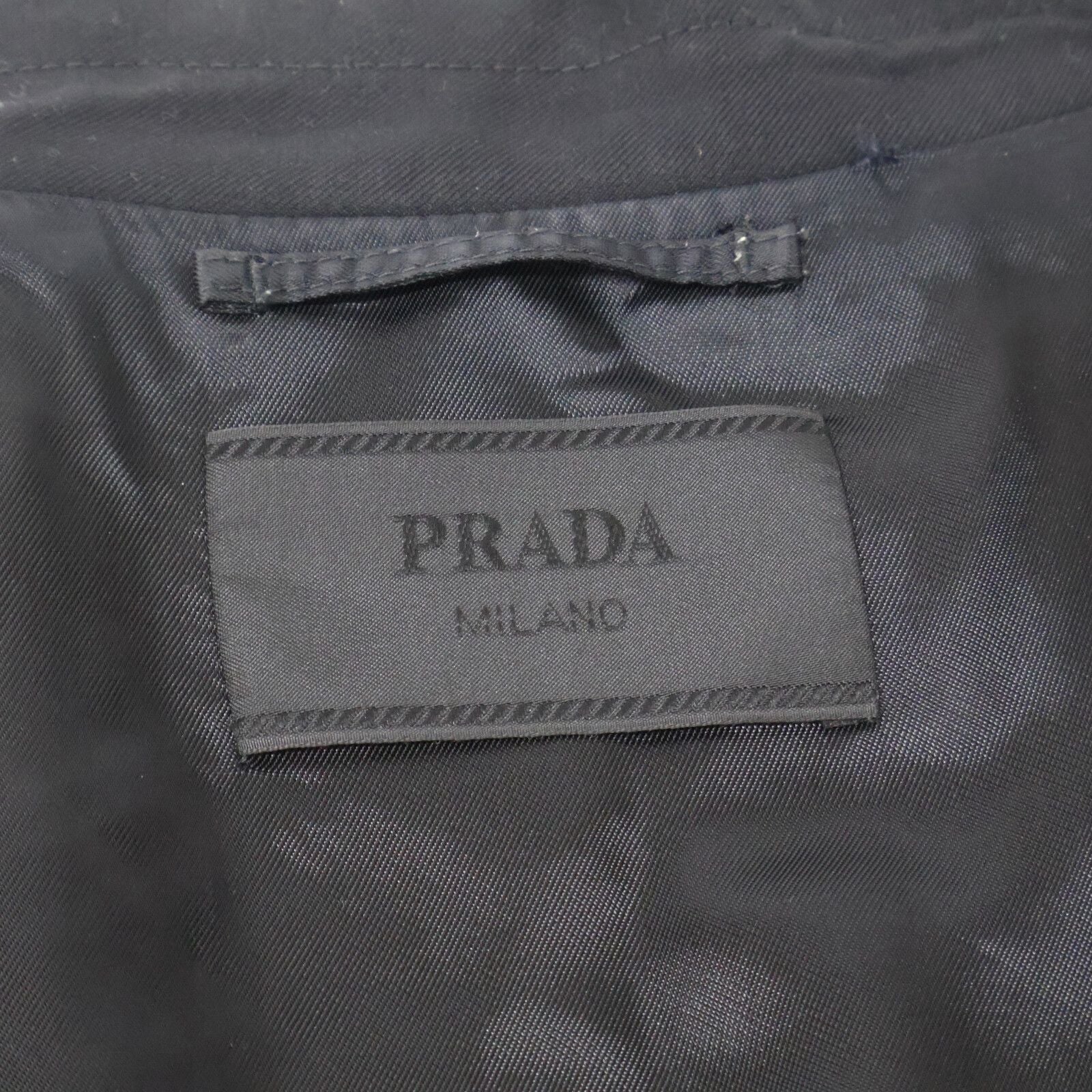 Prada Back Triangle White Stitch Wool Zip Up Jacket — view 5
