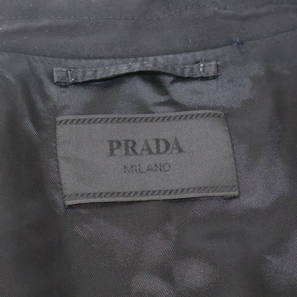 Prada Back Triangle White Stitch Wool Zip Up Jacket — view 5
