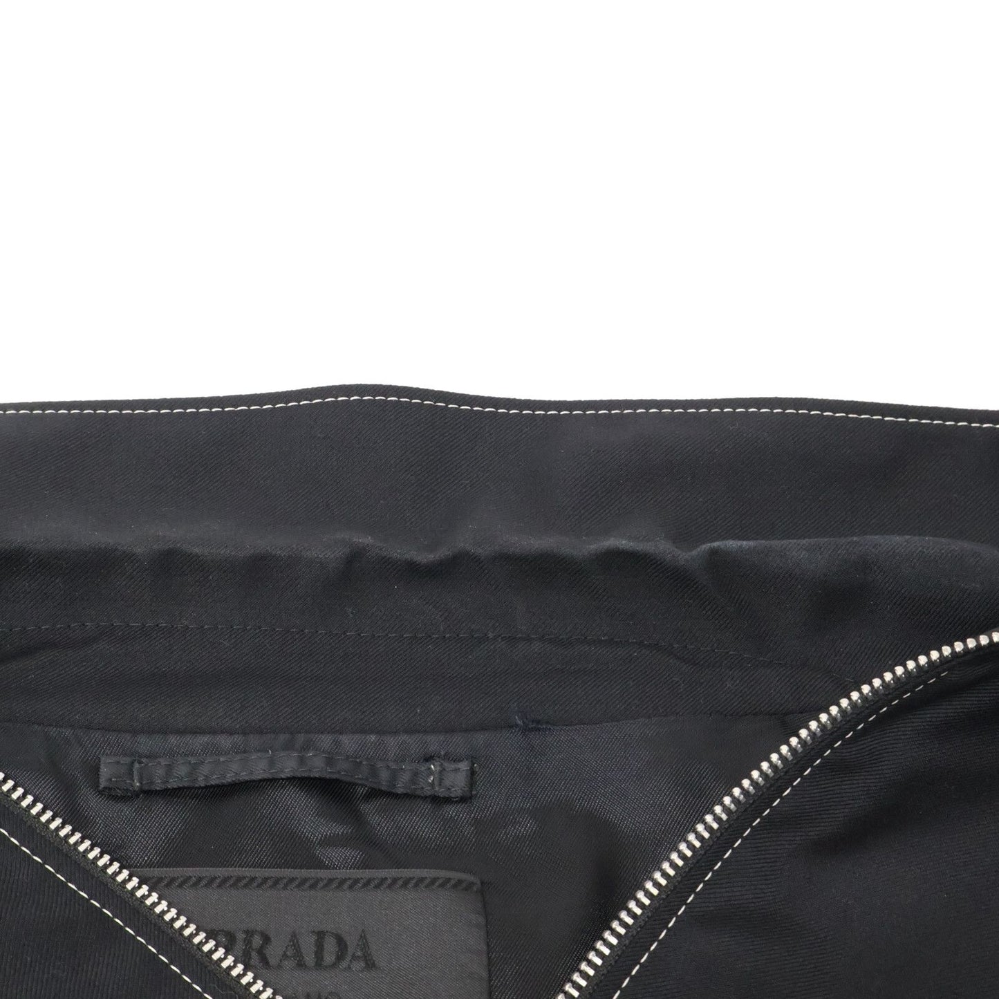 Prada Back Triangle White Stitch Wool Zip Up Jacket — view 9