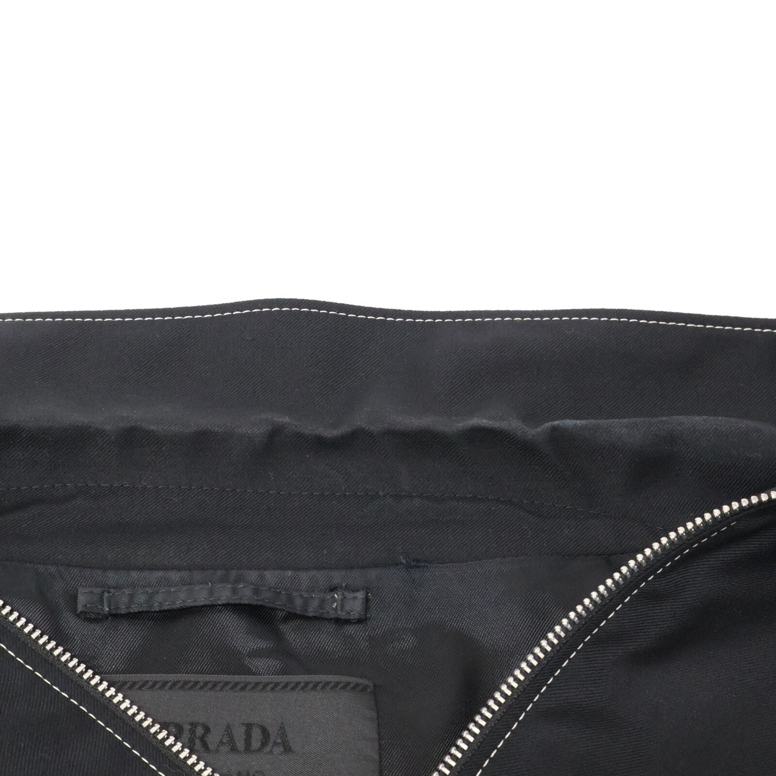Prada Back Triangle White Stitch Wool Zip Up Jacket — view 9