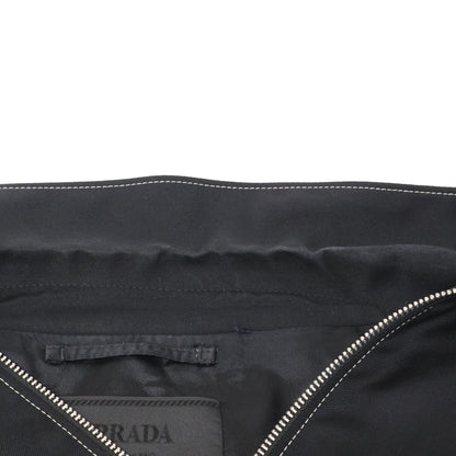 Prada Back Triangle White Stitch Wool Zip Up Jacket — view 9