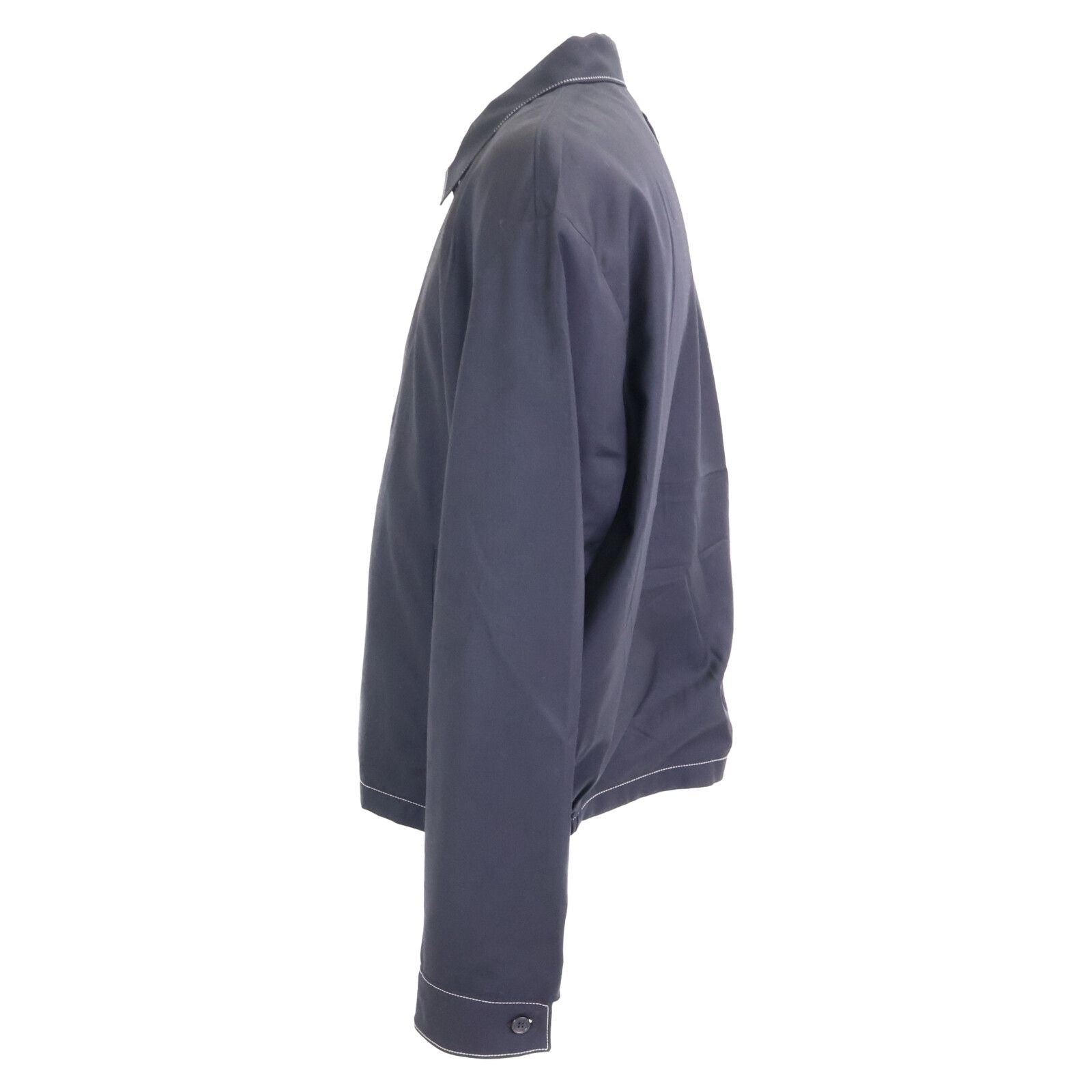 Prada Back Triangle White Stitch Wool Zip Up Jacket — view 2
