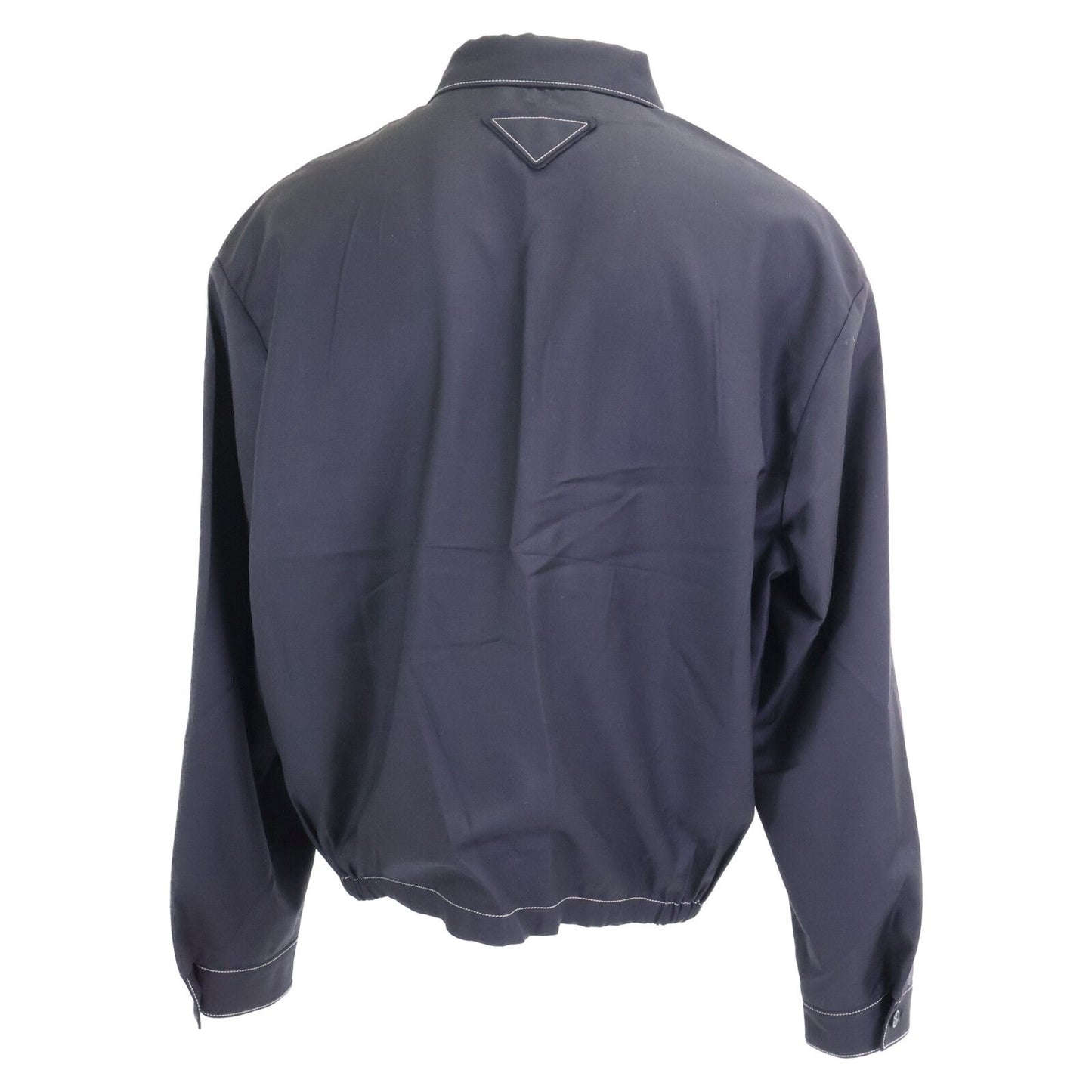 Prada Back Triangle White Stitch Wool Zip Up Jacket — view 3