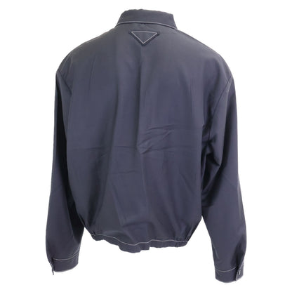 Prada Back Triangle White Stitch Wool Zip Up Jacket — view 3
