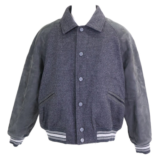 Louis Vuitton Virgil Avroam Leather Trim Wool African Spangle Varsity Jacket 46