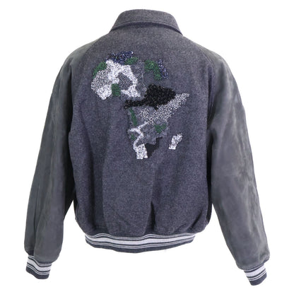 Louis Vuitton Virgil Avroam Leather Trim Wool African Spangle Varsity Jacket 46 — view 3