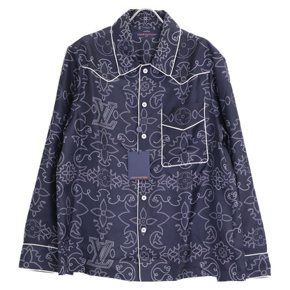 Louis Vuitton Similarly Mrr Printed Long Sleeve Silk Pajama Overshirt T-Shirt