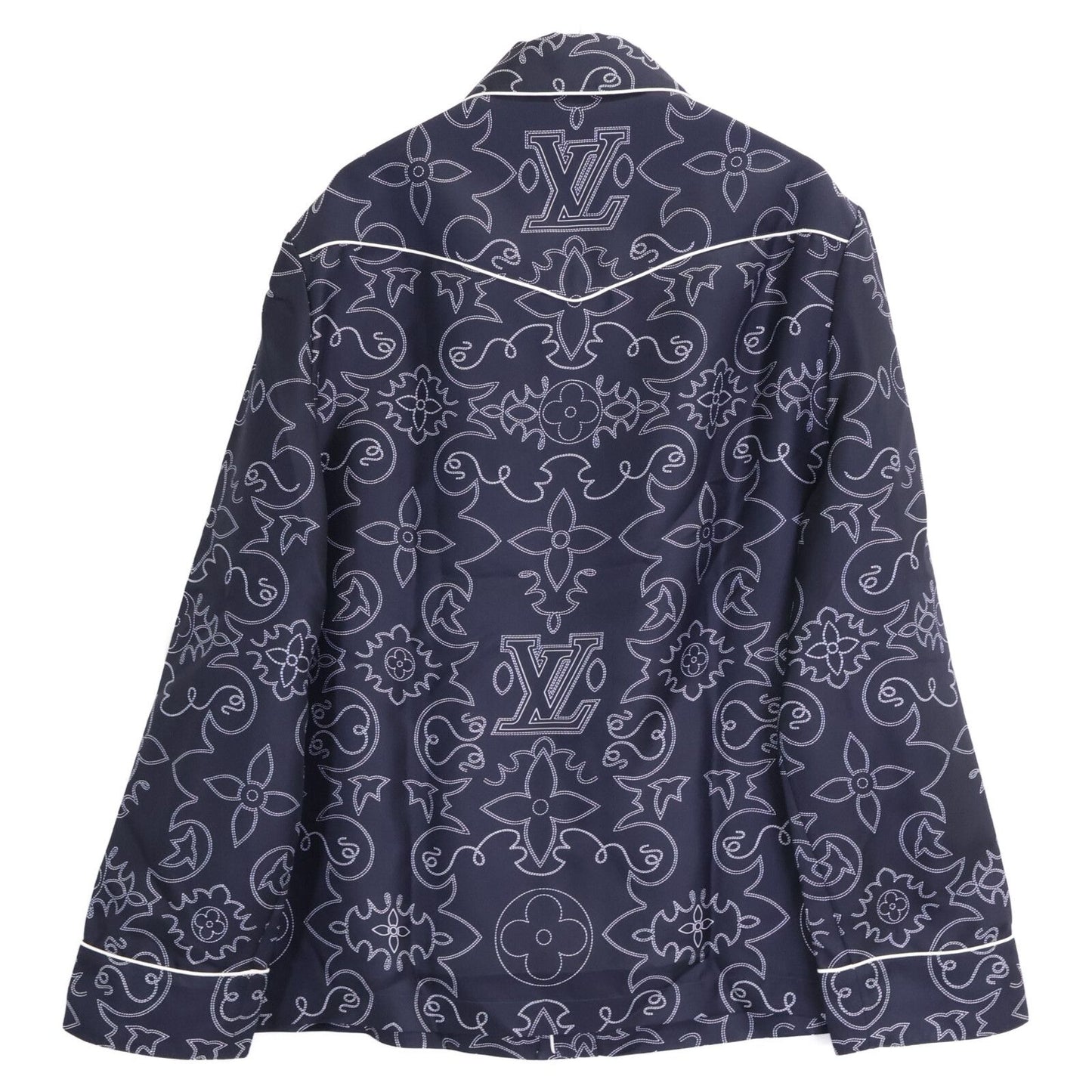Louis Vuitton Similarly Mrr Printed Long Sleeve Silk Pajama Overshirt T-Shirt — view 2