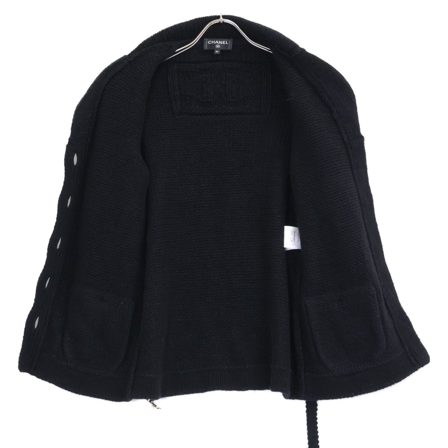 Chanel Pearl CC Logo with Belt Coco Button Cashmere Silk Cardigan Knit Jacket 34 — view 4