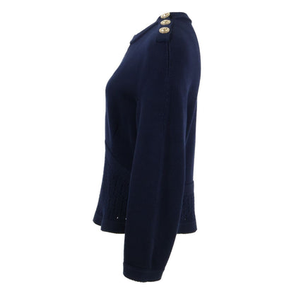 Chanel 21c CC Logo Button Peplum Knit Sweater 38 — view 3